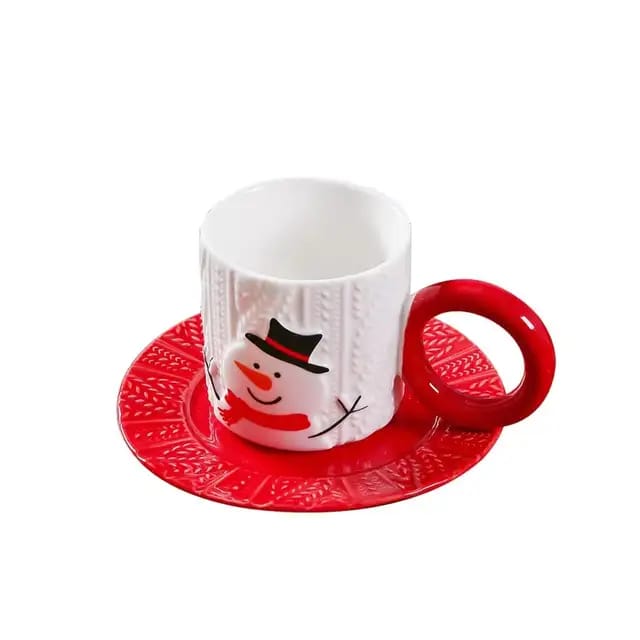 Snowmen Coffee Set with Mug and Saucer