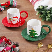 Christmas Tree Coffee Set with Mug and Saucer