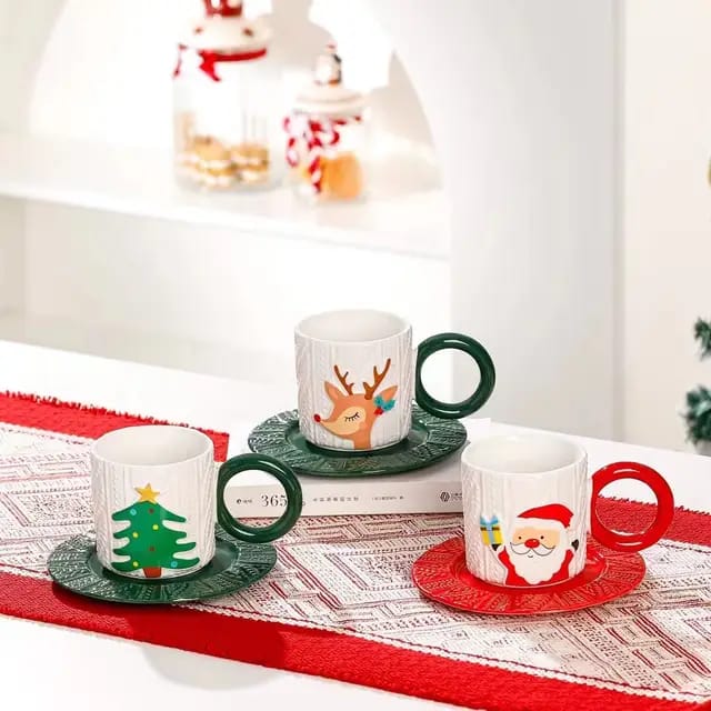 Snowmen Coffee Set with Mug and Saucer