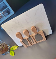 Wooden Cheese Platter Set With Marble Board And Cheese Cutlery Style 3