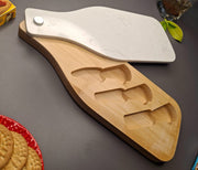 Wooden Cheese Platter Set With Marble Board And Cheese Cutlery Style 1