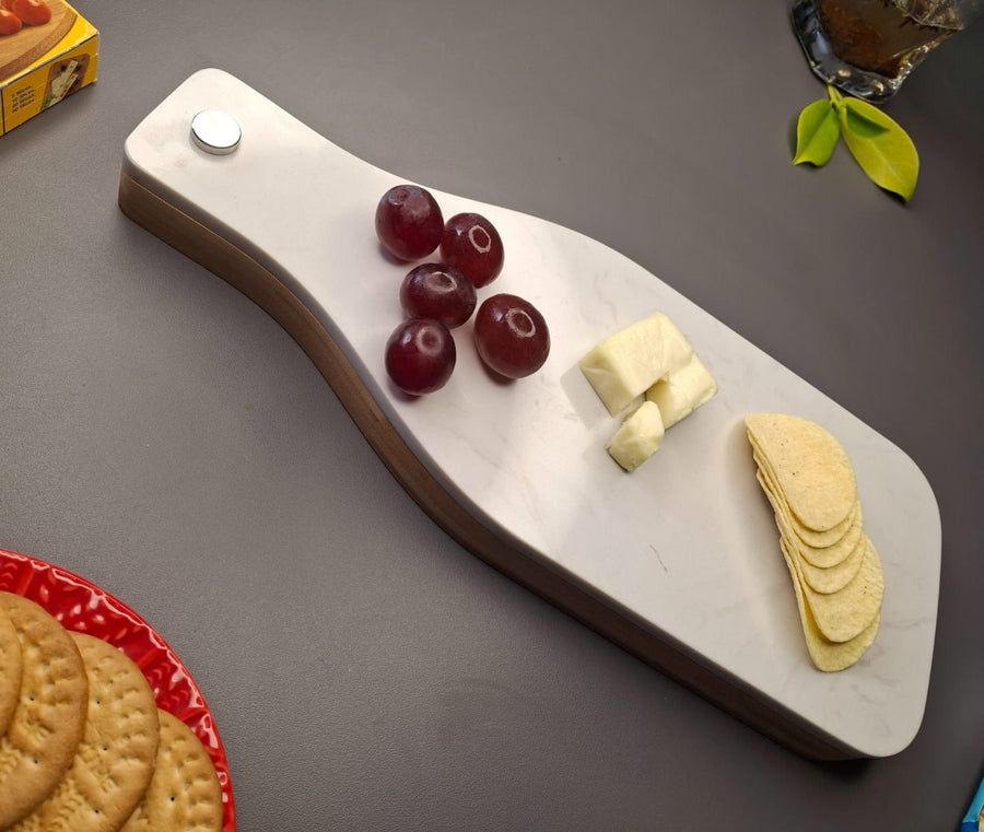 Wooden Cheese Platter Set With Marble Board And Cheese Cutlery Style 1