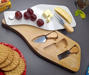 Wooden Cheese Platter Set With Marble Board And Cheese Cutlery Style 1