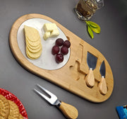 Wooden Cheese Platter Set With Marble Board And Cheese Cutlery Style 2