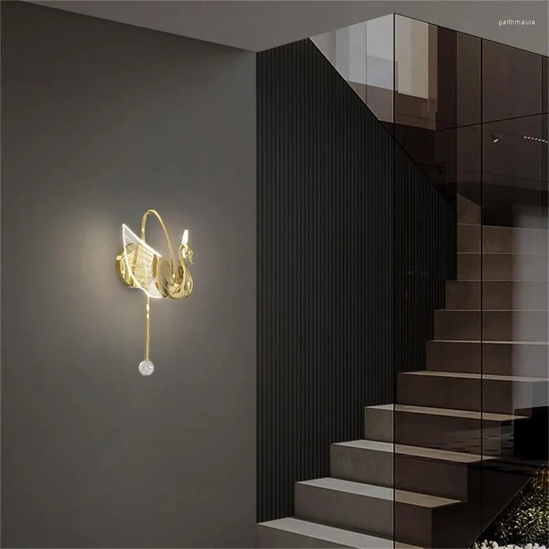 Swan Gold Design Indoor Wall Lights