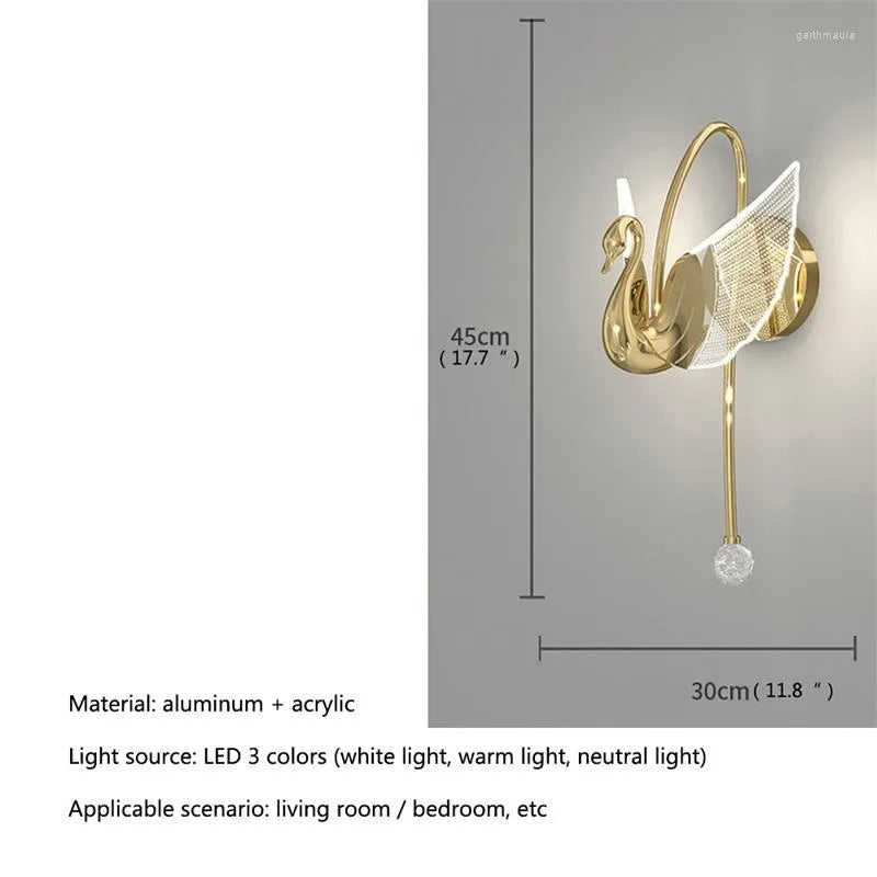 Swan Gold Design Indoor Wall Lights