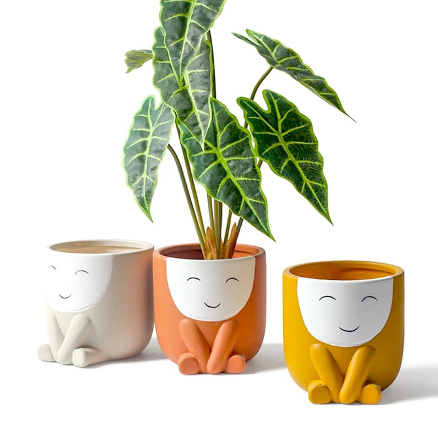 Cute Face Ceramic Flower Pot