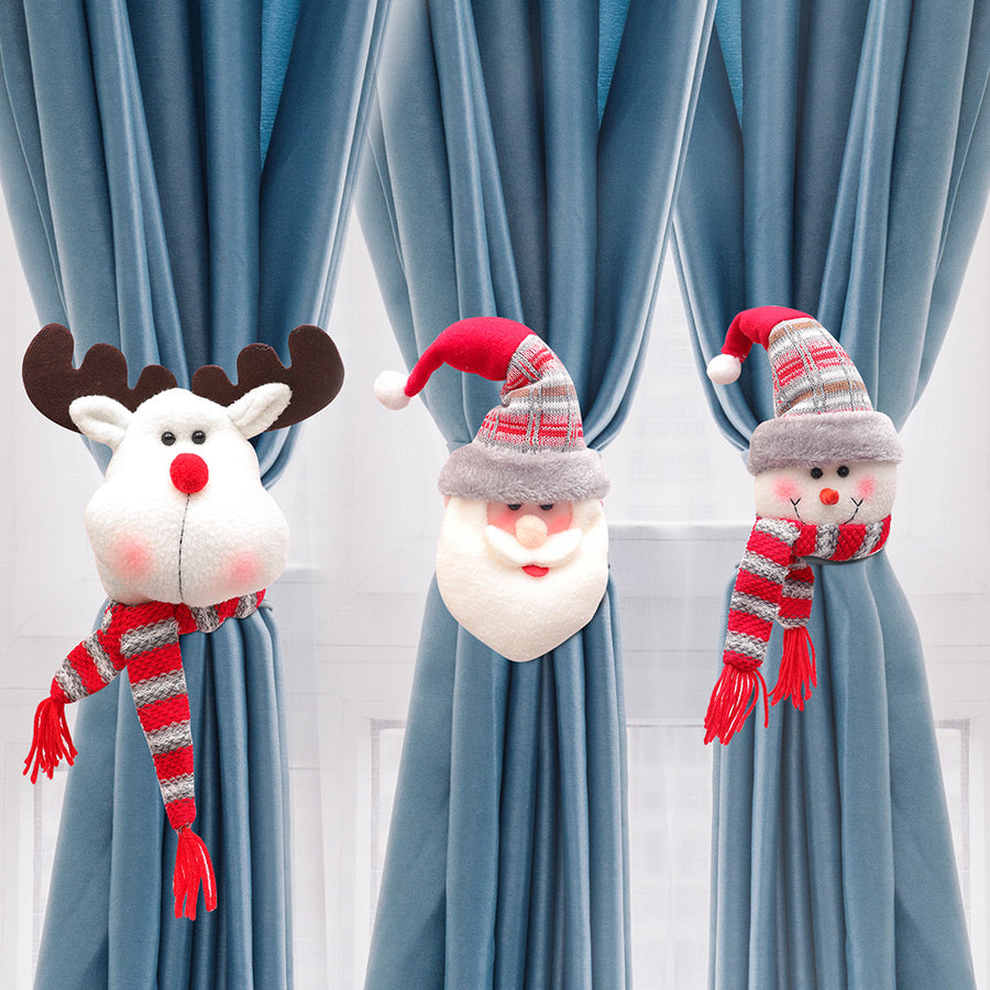 curtain ties set of 3 santa teddies