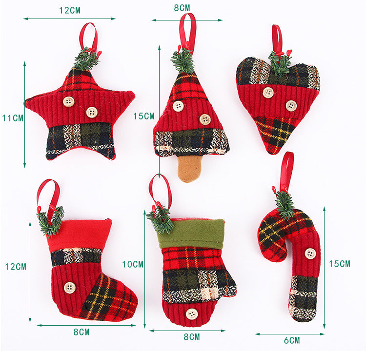 Christmas Tree Decoration hanging - set of 5 -