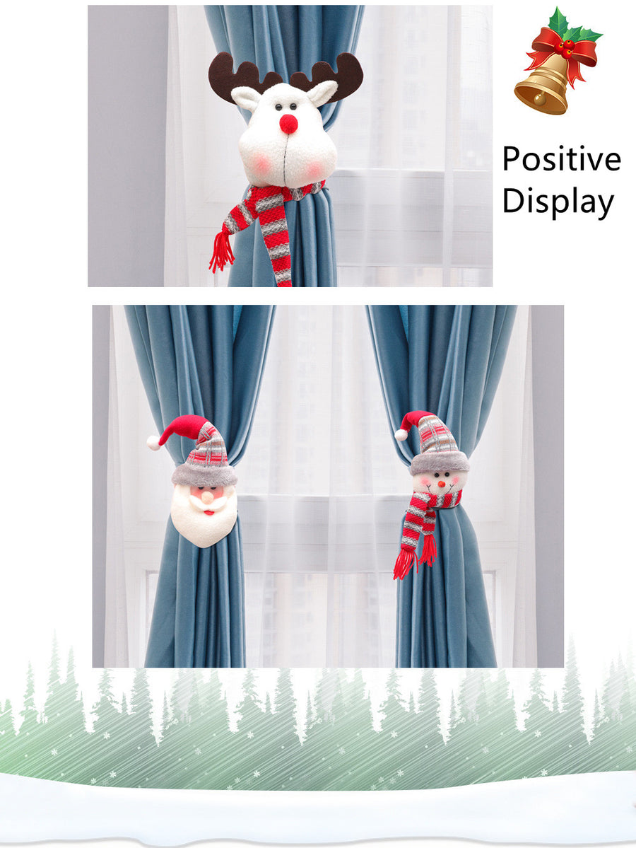 curtain ties set of 3 santa teddies