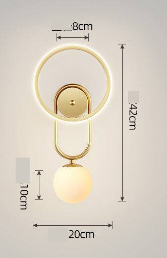 Light Gold Ring with Milky Glass Ball Wall Light